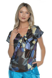 Bluza cu mâneci scurte lejere, confecționată din mătase naturală, ideală pentru vară