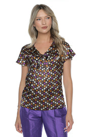 Bluza elegantă din mătase naturală 100%, croială cambrată și design rafinat